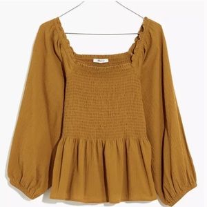 Madewell Lucie Smocked Peplum Top